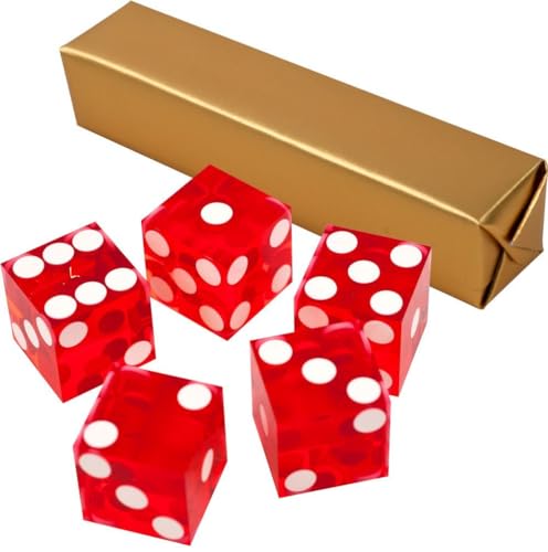 5 x perfekte 19 mm Präzisions-Casino-Würfel/Craps (rot), 5REDDICE von POKER CHIP SHOP