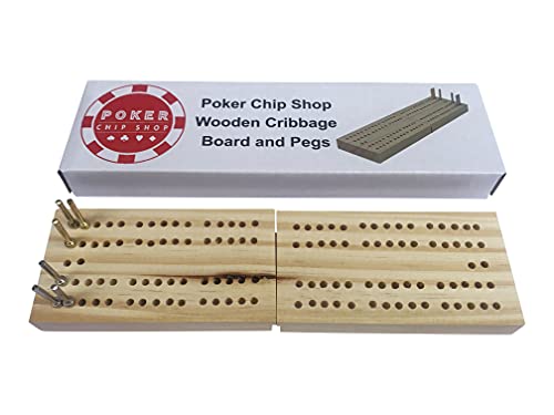Cribbage-Brett aus Holz, mit Metallklammern Cribbage-Brett aus Holz, mit Metallklammern von POKER CHIP SHOP