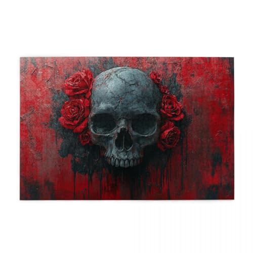 Blutrosen-Totenkopf Puzzle 1000 Teile, Holzpuzzles für Erwachsene, Impossible Puzzle perfekt für Game Nights, Familie Und Freunde Blutrosen-Totenkopf Puzzle 1000 Teile, Holzpuzzles für Erwachsene, Impossible Puzzle perfekt für Game Nights, Familie Und Freunde von POKXAEU