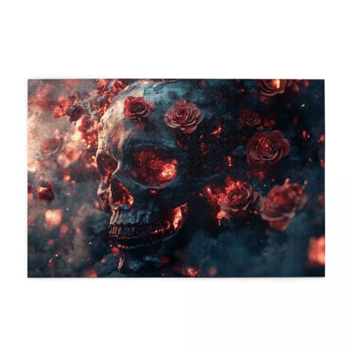 Blutrosen-Totenkopf Wooden Puzzle 1000 Teile, Impossible Puzzle für Erwachsene Geschenk für Erwachsene Familie und Freunde Blutrosen-Totenkopf Wooden Puzzle 1000 Teile, Impossible Puzzle für Erwachsene Geschenk für Erwachsene Familie und Freunde von POKXAEU