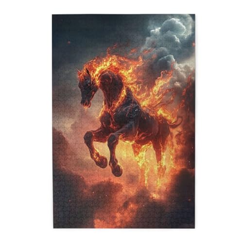 Brennendes Pferd, Dunkles Pferd Wooden Puzzle 1000 Teile, Impossible Puzzle für Erwachsene Geschenk für Erwachsene Familie und Freunde Brennendes Pferd, Dunkles Pferd Wooden Puzzle 1000 Teile, Impossible Puzzle für Erwachsene Geschenk für Erwachsene Familie und Freunde von POKXAEU