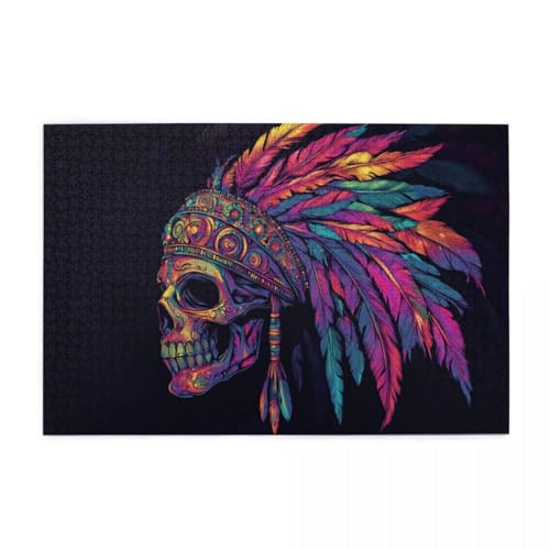 Bunte Feder Totenkopf Wooden Puzzle 1000 Teile, Impossible Puzzle für Erwachsene Geschenk für Erwachsene Familie und Freunde Bunte Feder Totenkopf Wooden Puzzle 1000 Teile, Impossible Puzzle für Erwachsene Geschenk für Erwachsene Familie und Freunde von POKXAEU