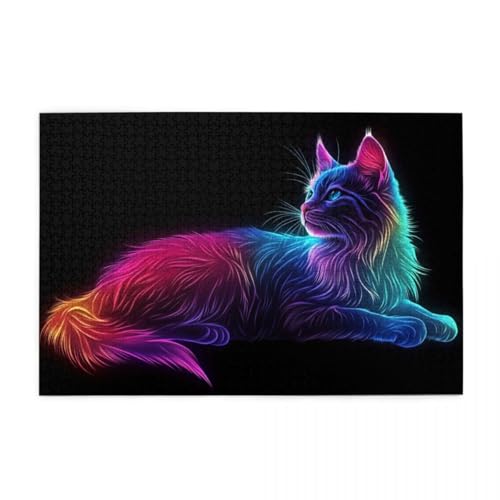 Bunte Neon-Katze Puzzles für Erwachsene 1000 Teile für Heimdekoration, Geschenke, Familien-Puzzle, perfekt für Spieleabende Bunte Neon-Katze Puzzles für Erwachsene 1000 Teile für Heimdekoration, Geschenke, Familien-Puzzle, perfekt für Spieleabende von POKXAEU
