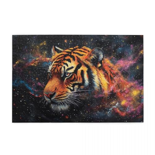 Bunte Tigerkunst Puzzle 1000 Teile, Holzpuzzles für Erwachsene und Kinder Geschenk, Impossible Puzzle, Geschicklichkeitsspiele von POKXAEU