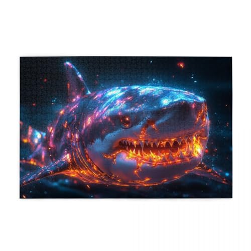 Bunter Neon-Hai Puzzle 1000 Teile, Holzpuzzles für Erwachsene und Kinder Geschenk, Impossible Puzzle, Geschicklichkeitsspiele Bunter Neon-Hai Puzzle 1000 Teile, Holzpuzzles für Erwachsene und Kinder Geschenk, Impossible Puzzle, Geschicklichkeitsspiele von POKXAEU