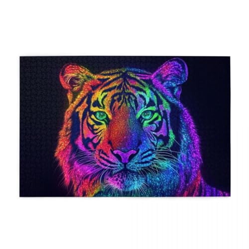 Bunter Neon-Tiger Wooden Puzzle 1000 Teile, Impossible Puzzle für Erwachsene Geschenk für Erwachsene Familie und Freunde Bunter Neon-Tiger Wooden Puzzle 1000 Teile, Impossible Puzzle für Erwachsene Geschenk für Erwachsene Familie und Freunde von POKXAEU