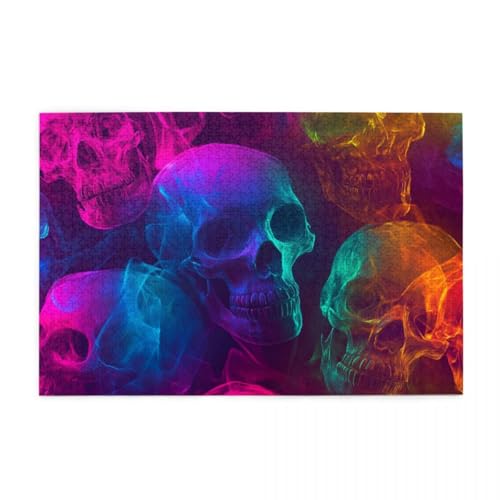 Bunter Neon-Totenkopf Holzpuzzles 1000 Teile perfekt für Game Nights Geschicklichkeitsspiel für die ganze Familie Raumdekoration Bunter Neon-Totenkopf Holzpuzzles 1000 Teile perfekt für Game Nights Geschicklichkeitsspiel für die ganze Familie Raumdekoration von POKXAEU