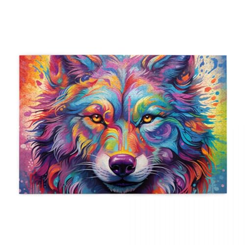 Bunter Wolf, Moderne Kunst Holzpuzzles 1000 Teile perfekt für Game Nights Geschicklichkeitsspiel für die ganze Familie Raumdekoration Bunter Wolf, Moderne Kunst Holzpuzzles 1000 Teile perfekt für Game Nights Geschicklichkeitsspiel für die ganze Familie Raumdekoration von POKXAEU