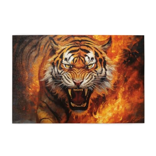 Bunter kosmischer Tiger Wooden Puzzle 1000 Teile, Impossible Puzzle für Erwachsene Geschenk für Erwachsene Familie und Freunde von POKXAEU