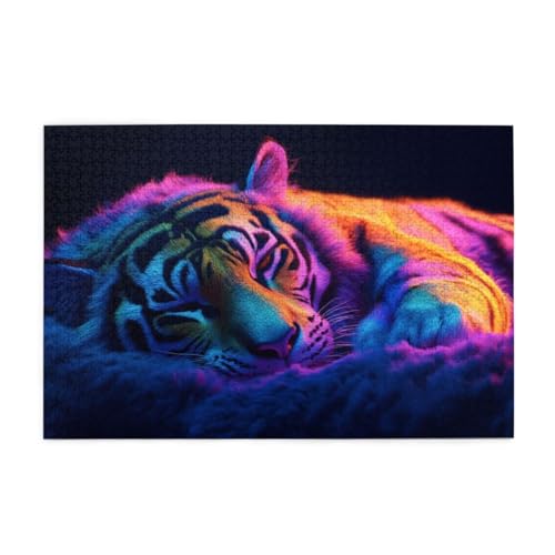 Bunter schlafender Tiger Holzpuzzles 1000 Teile perfekt für Game Nights Geschicklichkeitsspiel für die ganze Familie Raumdekoration Bunter schlafender Tiger Holzpuzzles 1000 Teile perfekt für Game Nights Geschicklichkeitsspiel für die ganze Familie Raumdekoration von POKXAEU