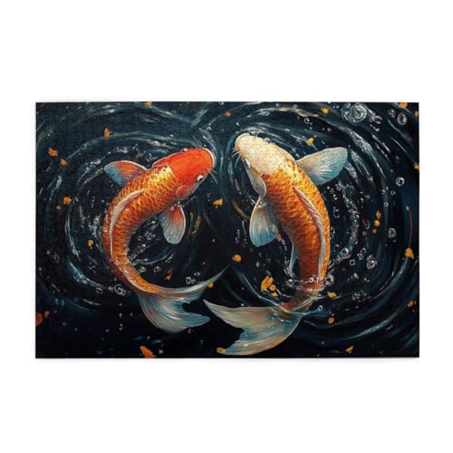 Chinesische Koi-Kunst Puzzles für Erwachsene 1000 Teile für Heimdekoration, Geschenke, Familien-Puzzle, perfekt für Spieleabende Chinesische Koi-Kunst Puzzles für Erwachsene 1000 Teile für Heimdekoration, Geschenke, Familien-Puzzle, perfekt für Spieleabende von POKXAEU