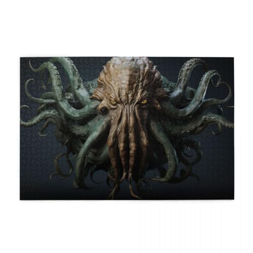 Cthulhu Octopus Monster Puzzle 1000 Teile, Holzpuzzles für Erwachsene und Kinder Geschenk, Impossible Puzzle, Geschicklichkeitsspiele von POKXAEU