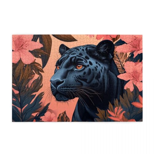 Dschungelblume, schwarzer Leopard Puzzle 1000 Teile, Holzpuzzles für Erwachsene, Impossible Puzzle perfekt für Game Nights, Familie Und Freunde Dschungelblume, schwarzer Leopard Puzzle 1000 Teile, Holzpuzzles für Erwachsene, Impossible Puzzle perfekt für Game Nights, Familie Und Freunde von POKXAEU
