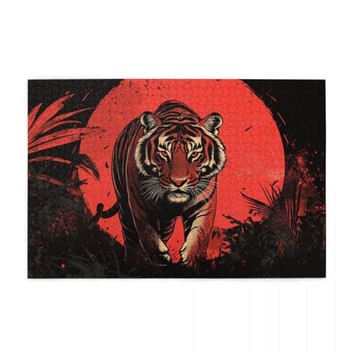 Dschungeltiger bei Sonnenuntergang Holzpuzzles 1000 Teile perfekt für Game Nights Geschicklichkeitsspiel für die ganze Familie Raumdekoration Dschungeltiger bei Sonnenuntergang Holzpuzzles 1000 Teile perfekt für Game Nights Geschicklichkeitsspiel für die ganze Familie Raumdekoration von POKXAEU