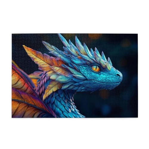 Fantasy-Blatt-Drache Holzpuzzles 1000 Teile perfekt für Game Nights Geschicklichkeitsspiel für die ganze Familie Raumdekoration von POKXAEU