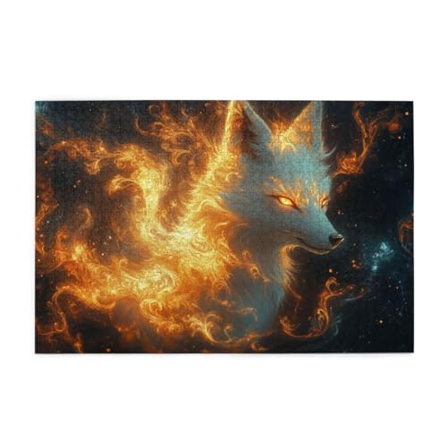 Fantasy-Feuer-Weißfuchs Puzzle 1000 Teile, Holzpuzzles für Erwachsene, Impossible Puzzle perfekt für Game Nights, Familie Und Freunde Fantasy-Feuer-Weißfuchs Puzzle 1000 Teile, Holzpuzzles für Erwachsene, Impossible Puzzle perfekt für Game Nights, Familie Und Freunde von POKXAEU