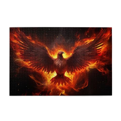Fantasy-Flammenadler Puzzle 1000 Teile, Holzpuzzles für Erwachsene und Kinder Geschenk, Impossible Puzzle, Geschicklichkeitsspiele von POKXAEU
