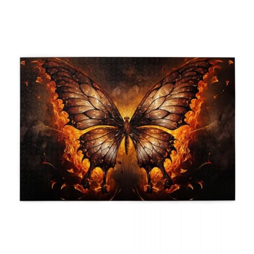 Fantasy-Flammenschmetterling Puzzle 1000 Teile, Holzpuzzles für Erwachsene, Impossible Puzzle perfekt für Game Nights, Familie Und Freunde von POKXAEU