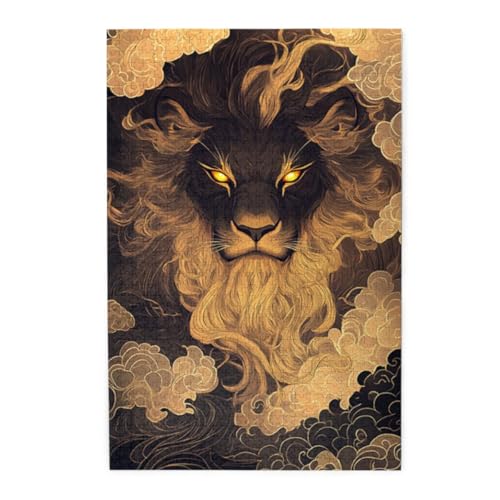 Fantasy-Goldlöwe Holzpuzzles 1000 Teile perfekt für Game Nights Geschicklichkeitsspiel für die ganze Familie Raumdekoration Fantasy-Goldlöwe Holzpuzzles 1000 Teile perfekt für Game Nights Geschicklichkeitsspiel für die ganze Familie Raumdekoration von POKXAEU