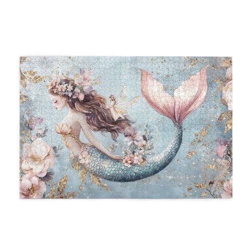 Fantasy-Meerjungfrau Puzzle 1000 Teile, Holzpuzzles für Erwachsene und Kinder Geschenk, Impossible Puzzle, Geschicklichkeitsspiele von POKXAEU