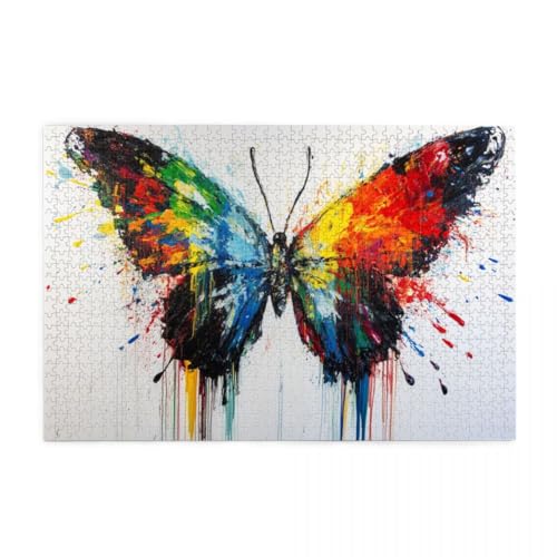 Farbspritzer, bunter Schmetterling Holzpuzzles 1000 Teile perfekt für Game Nights Geschicklichkeitsspiel für die ganze Familie Raumdekoration Farbspritzer, bunter Schmetterling Holzpuzzles 1000 Teile perfekt für Game Nights Geschicklichkeitsspiel für die ganze Familie Raumdekoration von POKXAEU