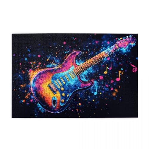 Farbspritzer-Gitarre Holzpuzzles 1000 Teile perfekt für Game Nights Geschicklichkeitsspiel für die ganze Familie Raumdekoration Farbspritzer-Gitarre Holzpuzzles 1000 Teile perfekt für Game Nights Geschicklichkeitsspiel für die ganze Familie Raumdekoration von POKXAEU