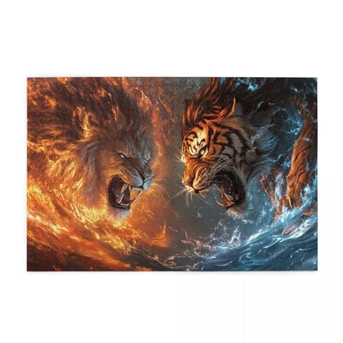 Feuerlöwe vs. Wassertiger Holzpuzzles 1000 Teile perfekt für Game Nights Geschicklichkeitsspiel für die ganze Familie Raumdekoration Feuerlöwe vs. Wassertiger Holzpuzzles 1000 Teile perfekt für Game Nights Geschicklichkeitsspiel für die ganze Familie Raumdekoration von POKXAEU
