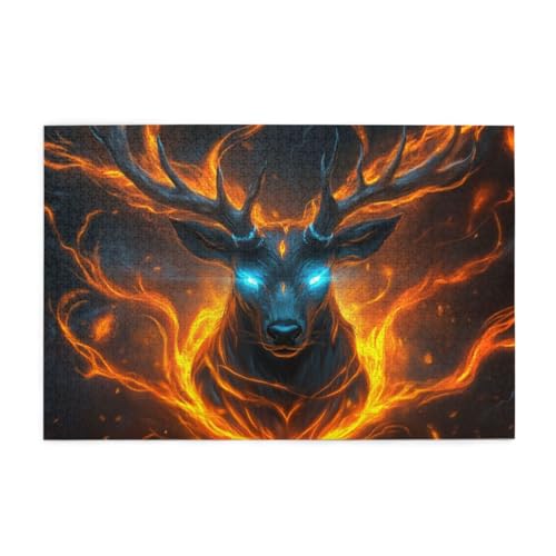 Flammender Hirschkopf Puzzle 1000 Teile, Holzpuzzles für Erwachsene, Impossible Puzzle perfekt für Game Nights, Familie Und Freunde Flammender Hirschkopf Puzzle 1000 Teile, Holzpuzzles für Erwachsene, Impossible Puzzle perfekt für Game Nights, Familie Und Freunde von POKXAEU