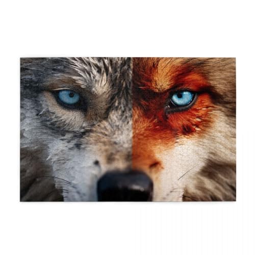 Halb Fuchs, halb Wolf Wooden Puzzle 1000 Teile, Impossible Puzzle für Erwachsene Geschenk für Erwachsene Familie und Freunde Halb Fuchs, halb Wolf Wooden Puzzle 1000 Teile, Impossible Puzzle für Erwachsene Geschenk für Erwachsene Familie und Freunde von POKXAEU