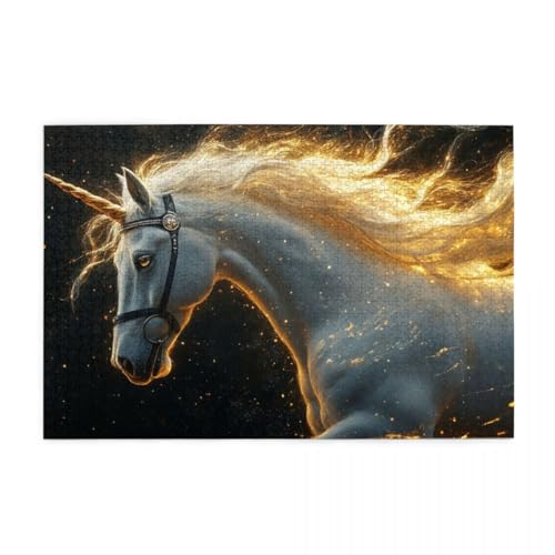Heiliges weißes Pferd (Einhorn) Holzpuzzles 1000 Teile perfekt für Game Nights Geschicklichkeitsspiel für die ganze Familie Raumdekoration von POKXAEU