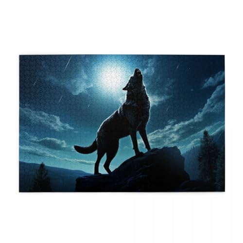 Heulender Wolf Puzzle 1000 Teile, Holzpuzzles für Erwachsene und Kinder Geschenk, Impossible Puzzle, Geschicklichkeitsspiele Heulender Wolf Puzzle 1000 Teile, Holzpuzzles für Erwachsene und Kinder Geschenk, Impossible Puzzle, Geschicklichkeitsspiele von POKXAEU
