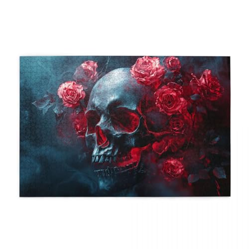 Horror-Totenkopf mit roter Rose Holzpuzzles 1000 Teile perfekt für Game Nights Geschicklichkeitsspiel für die ganze Familie Raumdekoration Horror-Totenkopf mit roter Rose Holzpuzzles 1000 Teile perfekt für Game Nights Geschicklichkeitsspiel für die ganze Familie Raumdekoration von POKXAEU