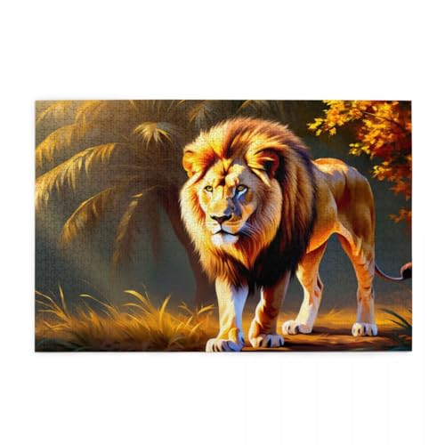 Kokosnussbaum, Löwe, Tier Puzzles für Erwachsene 1000 Teile für Heimdekoration, Geschenke, Familien-Puzzle, perfekt für Spieleabende Kokosnussbaum, Löwe, Tier Puzzles für Erwachsene 1000 Teile für Heimdekoration, Geschenke, Familien-Puzzle, perfekt für Spieleabende von POKXAEU