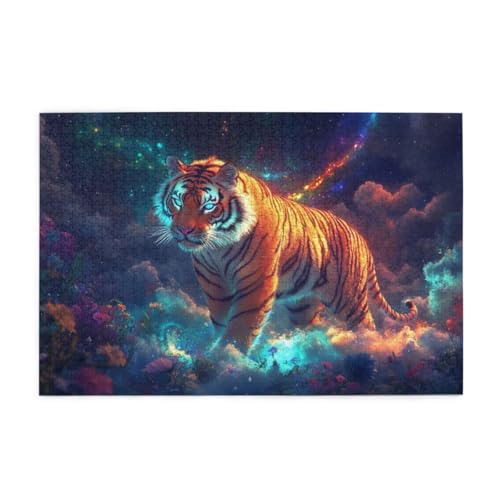 Leuchtender Fantasy-Tiger Puzzle 1000 Teile, Holzpuzzles für Erwachsene, Impossible Puzzle perfekt für Game Nights, Familie Und Freunde Leuchtender Fantasy-Tiger Puzzle 1000 Teile, Holzpuzzles für Erwachsene, Impossible Puzzle perfekt für Game Nights, Familie Und Freunde von POKXAEU