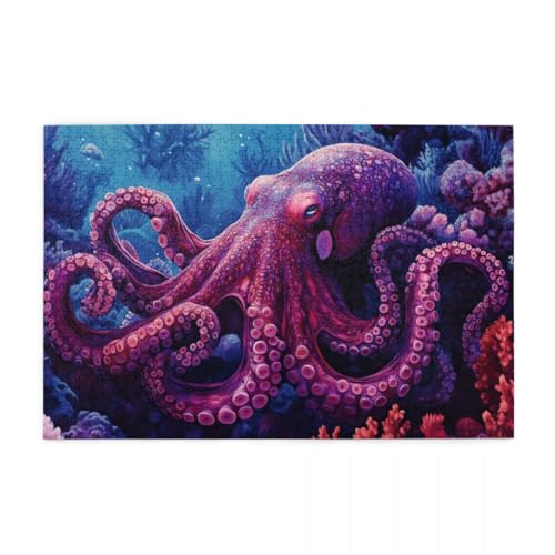 Lila Oktopus, Moderne Kunst Puzzle 1000 Teile, Holzpuzzles für Erwachsene und Kinder Geschenk, Impossible Puzzle, Geschicklichkeitsspiele Lila Oktopus, Moderne Kunst Puzzle 1000 Teile, Holzpuzzles für Erwachsene und Kinder Geschenk, Impossible Puzzle, Geschicklichkeitsspiele von POKXAEU