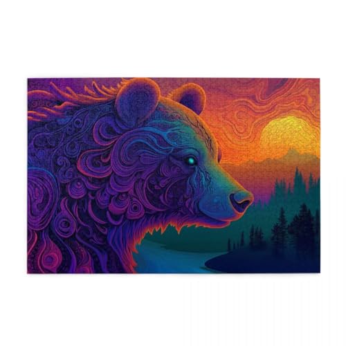 Moderne Bärenmalerei Puzzle 1000 Teile, Holzpuzzles für Erwachsene und Kinder Geschenk, Impossible Puzzle, Geschicklichkeitsspiele von POKXAEU