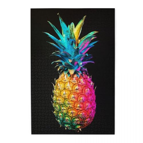 Moderne Regenbogen-Ananas-Kunst Puzzle 1000 Teile, Holzpuzzles für Erwachsene, Impossible Puzzle perfekt für Game Nights, Familie Und Freunde von POKXAEU