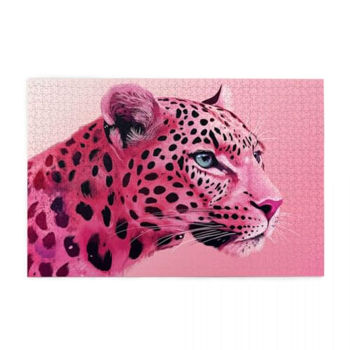 Moderne Rosa Leoparden-Tierkunst Puzzles für Erwachsene 1000 Teile für Heimdekoration, Geschenke, Familien-Puzzle, perfekt für Spieleabende Moderne Rosa Leoparden-Tierkunst Puzzles für Erwachsene 1000 Teile für Heimdekoration, Geschenke, Familien-Puzzle, perfekt für Spieleabende von POKXAEU