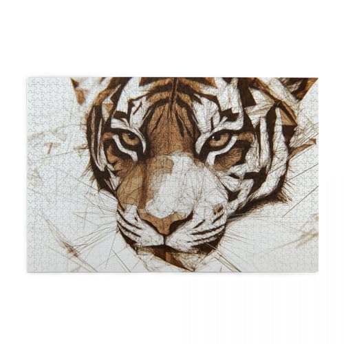 Moderne Strichzeichnungen mit Tiger Puzzles für Erwachsene 1000 Teile für Heimdekoration, Geschenke, Familien-Puzzle, perfekt für Spieleabende Moderne Strichzeichnungen mit Tiger Puzzles für Erwachsene 1000 Teile für Heimdekoration, Geschenke, Familien-Puzzle, perfekt für Spieleabende von POKXAEU