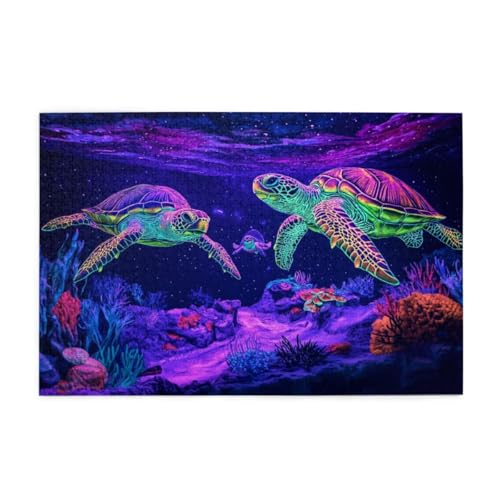 Neon-Meeresschildkröte Puzzle 1000 Teile, Holzpuzzles für Erwachsene und Kinder Geschenk, Impossible Puzzle, Geschicklichkeitsspiele Neon-Meeresschildkröte Puzzle 1000 Teile, Holzpuzzles für Erwachsene und Kinder Geschenk, Impossible Puzzle, Geschicklichkeitsspiele von POKXAEU