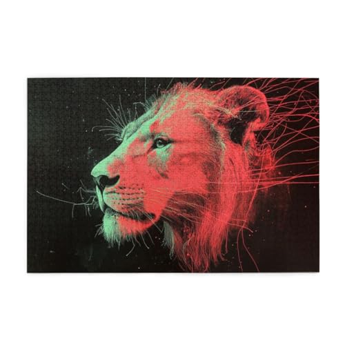 Neonlinien-Tier: Löwe Puzzle 1000 Teile, Holzpuzzles für Erwachsene, Impossible Puzzle perfekt für Game Nights, Familie Und Freunde Neonlinien-Tier: Löwe Puzzle 1000 Teile, Holzpuzzles für Erwachsene, Impossible Puzzle perfekt für Game Nights, Familie Und Freunde von POKXAEU