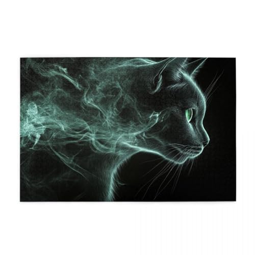 Neonrauchige Schwarze Katze Puzzle 1000 Teile, Holzpuzzles für Erwachsene und Kinder Geschenk, Impossible Puzzle, Geschicklichkeitsspiele Neonrauchige Schwarze Katze Puzzle 1000 Teile, Holzpuzzles für Erwachsene und Kinder Geschenk, Impossible Puzzle, Geschicklichkeitsspiele von POKXAEU
