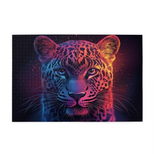 Neontier-Leopard Holzpuzzles 1000 Teile perfekt für Game Nights Geschicklichkeitsspiel für die ganze Familie Raumdekoration Neontier-Leopard Holzpuzzles 1000 Teile perfekt für Game Nights Geschicklichkeitsspiel für die ganze Familie Raumdekoration von POKXAEU