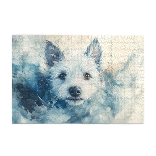 Niedliches Terrier-Gemälde Puzzle 1000 Teile, Holzpuzzles für Erwachsene und Kinder Geschenk, Impossible Puzzle, Geschicklichkeitsspiele Niedliches Terrier-Gemälde Puzzle 1000 Teile, Holzpuzzles für Erwachsene und Kinder Geschenk, Impossible Puzzle, Geschicklichkeitsspiele von POKXAEU