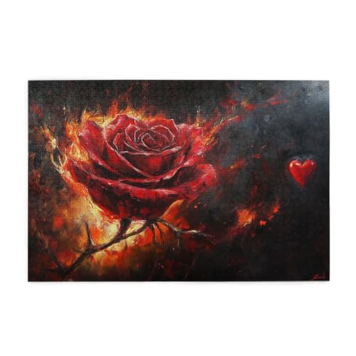 Ölgemälde Einer brennenden roten Rose Holzpuzzles 1000 Teile perfekt für Game Nights Geschicklichkeitsspiel für die ganze Familie Raumdekoration Ölgemälde Einer brennenden roten Rose Holzpuzzles 1000 Teile perfekt für Game Nights Geschicklichkeitsspiel für die ganze Familie Raumdekoration von POKXAEU