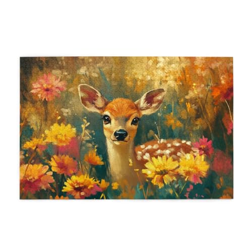 Ölgemälde mit Blumen und Hirschen Holzpuzzles 1000 Teile perfekt für Game Nights Geschicklichkeitsspiel für die ganze Familie Raumdekoration Ölgemälde mit Blumen und Hirschen Holzpuzzles 1000 Teile perfekt für Game Nights Geschicklichkeitsspiel für die ganze Familie Raumdekoration von POKXAEU