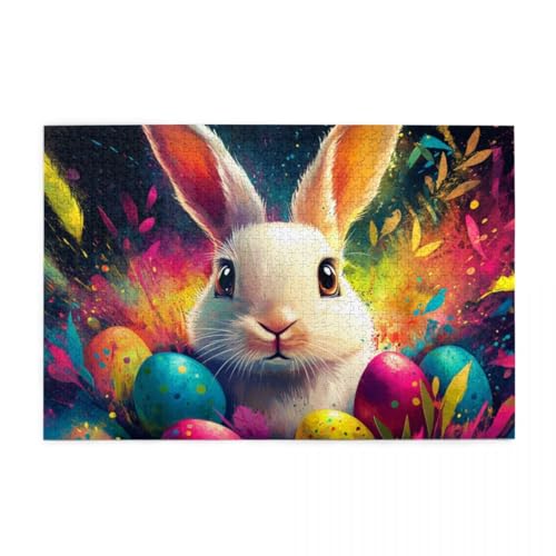 Osterhase Puzzle 1000 Teile, Holzpuzzles für Erwachsene, Impossible Puzzle perfekt für Game Nights, Familie Und Freunde von POKXAEU
