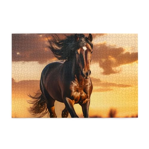 Prärie-Wildpferde Puzzle 1000 Teile, Holzpuzzles für Erwachsene und Kinder Geschenk, Impossible Puzzle, Geschicklichkeitsspiele von POKXAEU