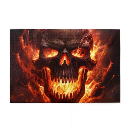 Puzzle 1000 Teile Flammender Schädel, 70 x 50 cm, Erwachsene, Kinder, Puzzle, Holz, klassisch, 1000 Teile, einzigartige Wohnkultur Puzzle 1000 Teile Flammender Schädel, 70 x 50 cm, Erwachsene, Kinder, Puzzle, Holz, klassisch, 1000 Teile, einzigartige Wohnkultur von POKXAEU