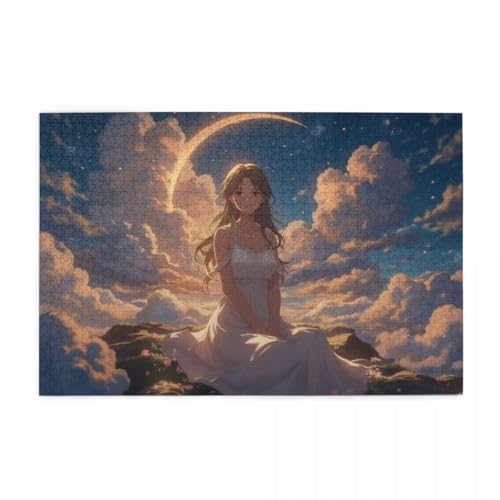 Puzzle 1000 Teile Himmelsmädchen in Halbmond 70 x 50 cm Erwachsene Kinder Puzzle Holz Klassisch 1000 Teile Einzigartige Wohnkultur von POKXAEU